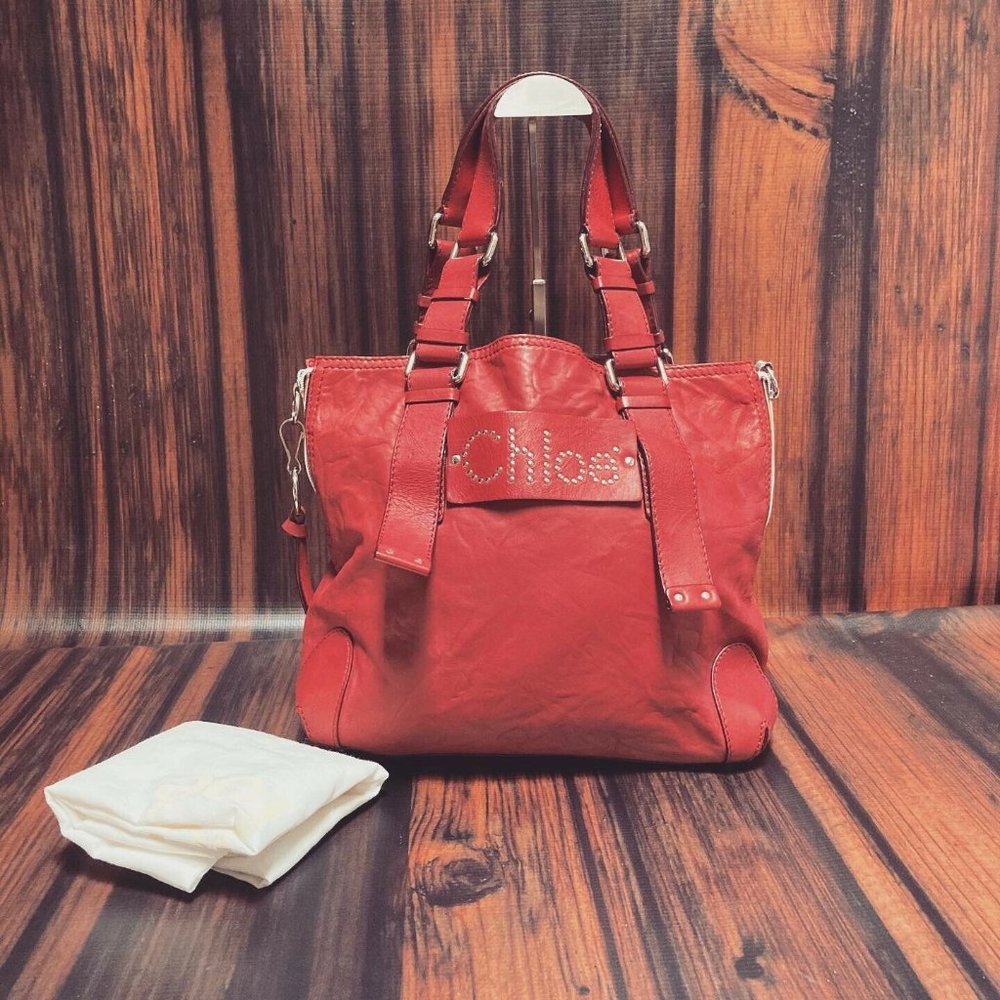 Chloe Patsy Lambskin Studded Tote - image 1